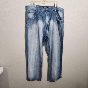 UBUG Jeans Mens 40 Blue Distressed Straight Leg Denim Pants Frayed 90s